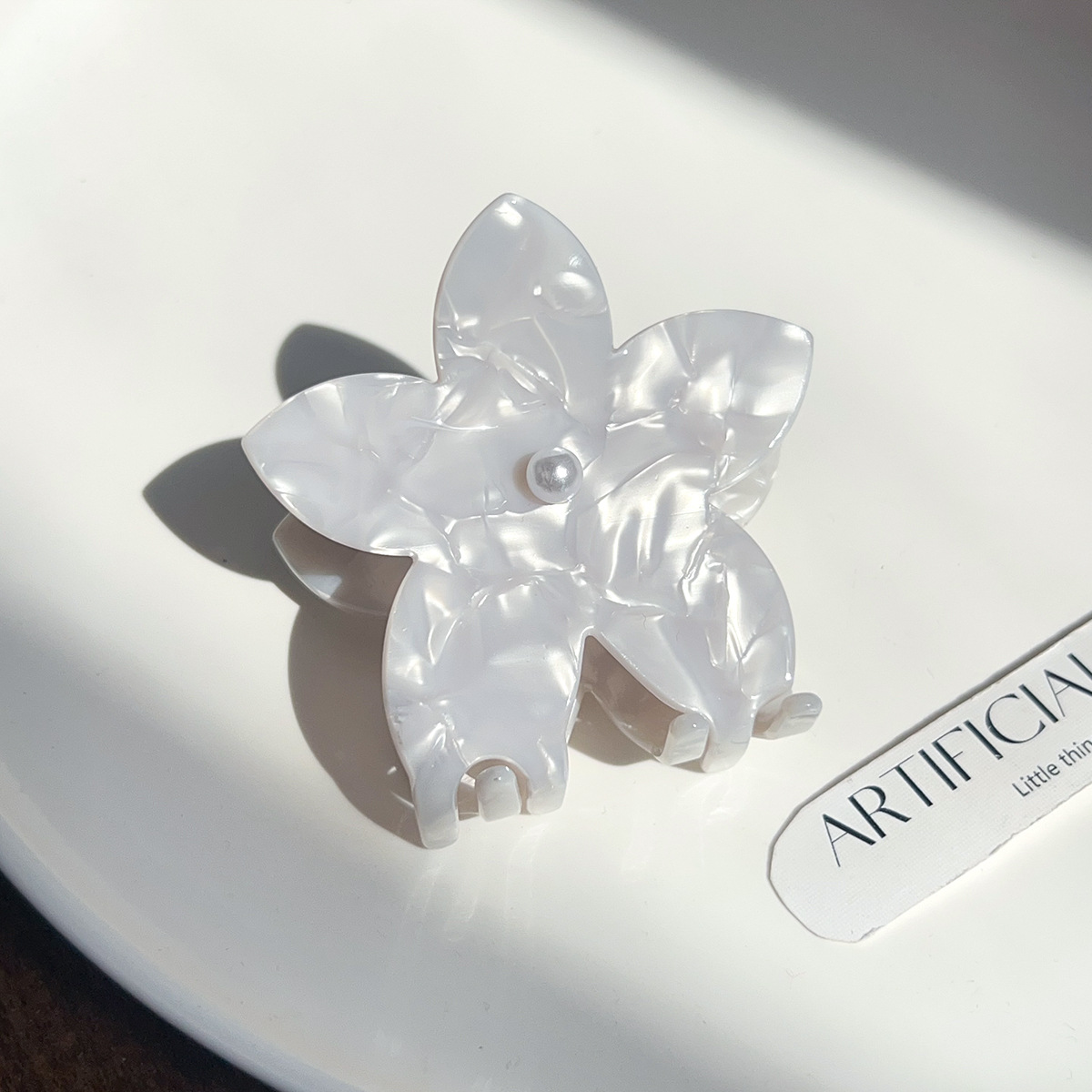 White Flower Claw Clip